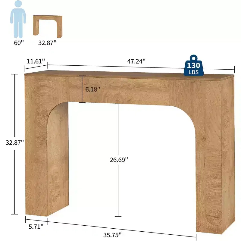 Farmhouse Console Table, Narrow Wood Entryway Table Behind Couch, Slim Rustic Hallway Furniture for Living Rooms, Foyers & Apartments