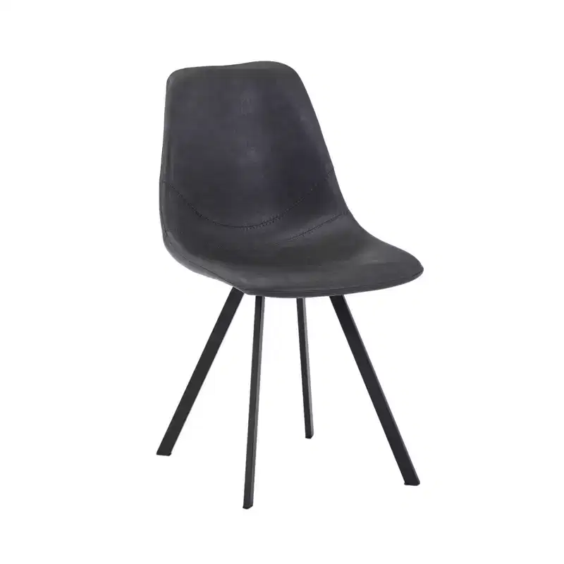 LeisureMod Markley Modern Leather Dining Chair Upholstered Seat Metal Legs Sleek Design for Kitchen, Dining Room, Office, Lounge, or Cafe