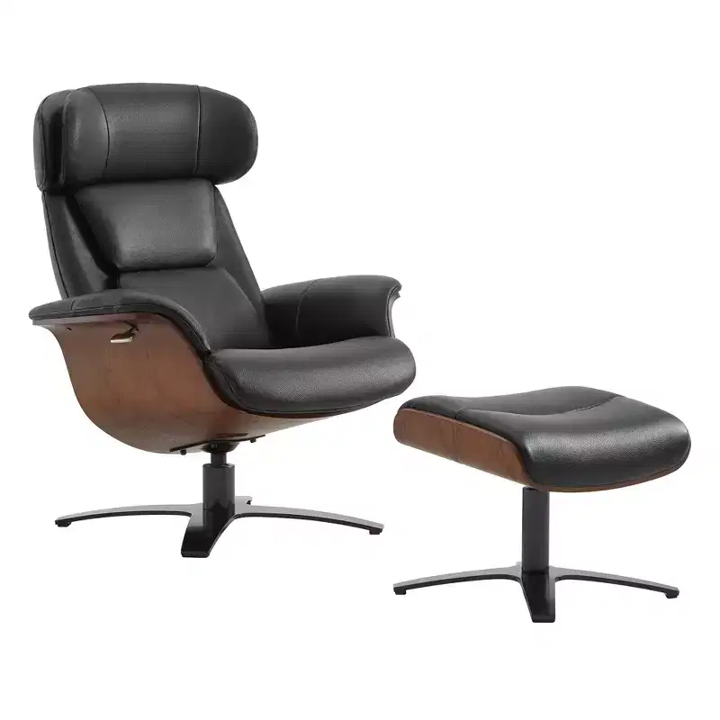 Spruce&Spring Swivel Recliner Chair Set Accent Chair with Ottoman and Adjustable Headrest