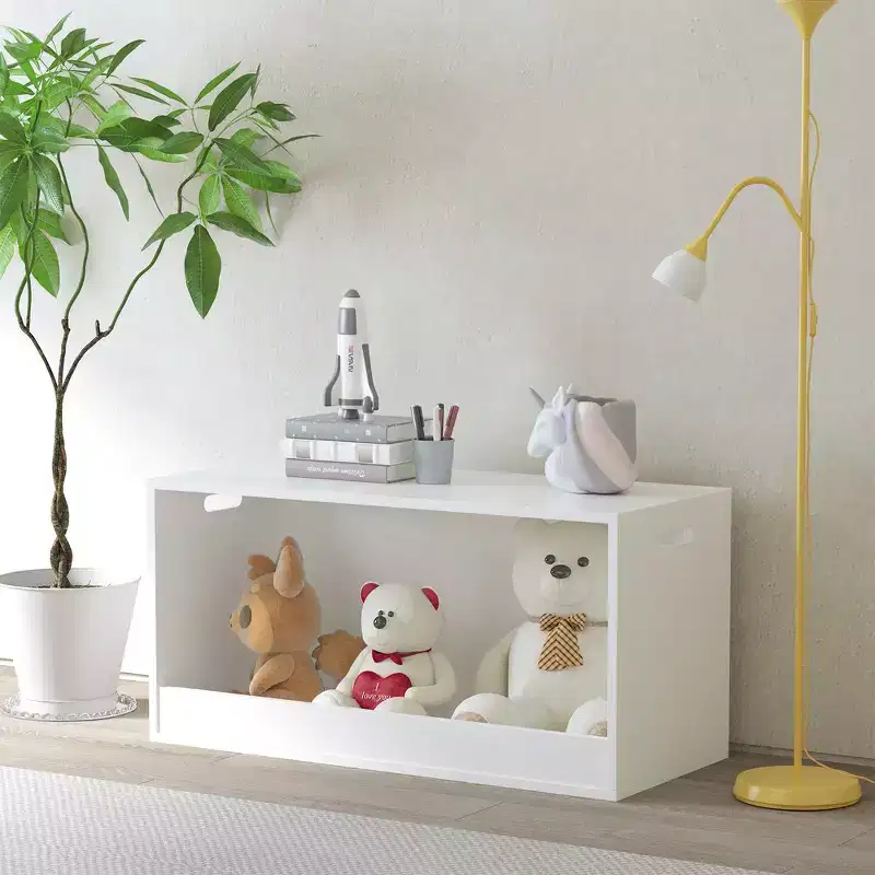 Open Toy Storage Box for Kids, Wooden Organizer Bin, Large Storage Space, White