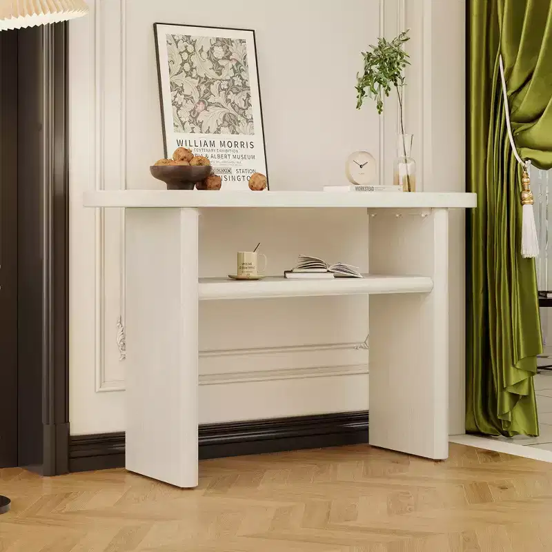 MAYEERTY Elegant Minimalist Console Table with Rounded Edges and Sturdy Shelf Design for Living Room Gray Wash
