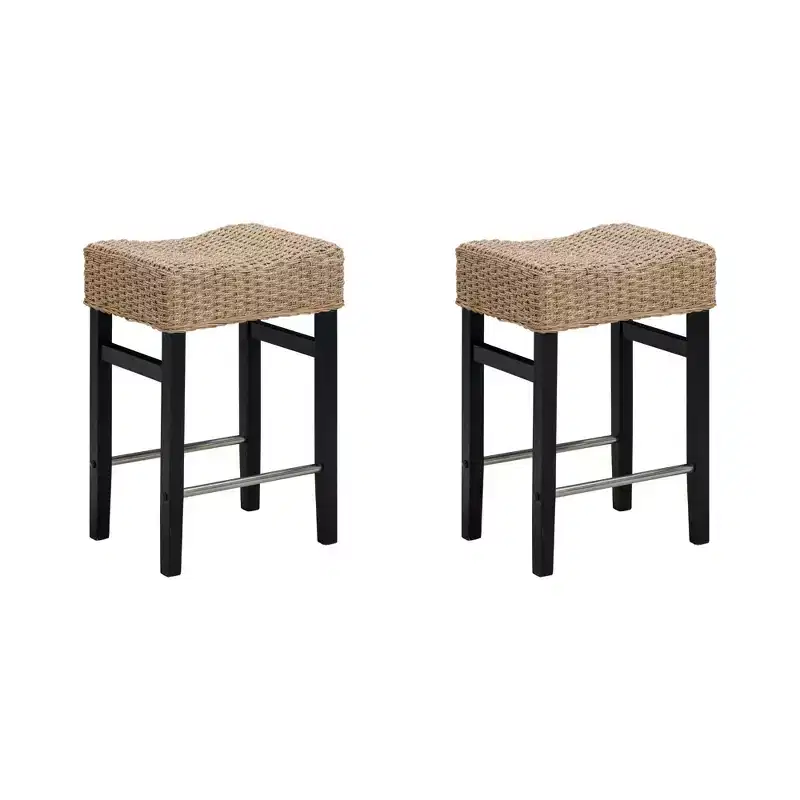 Nathan James Set of 2 Harvey Seagrass Counter Height Barstools