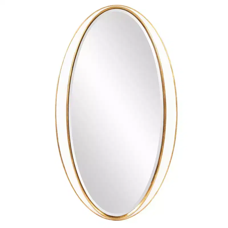 Howard Elliott 49"x28" Oval Decorative Rania Wall Mirror White/Gold