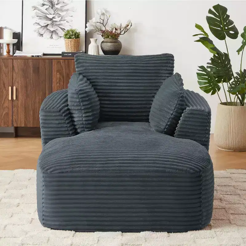 Single Full-compressed Sofa, Ultra Soft Coarse Grain Corduroy Recliner, Sleeper Couch with Seat Cushion with Spring Wrap, No Assembly