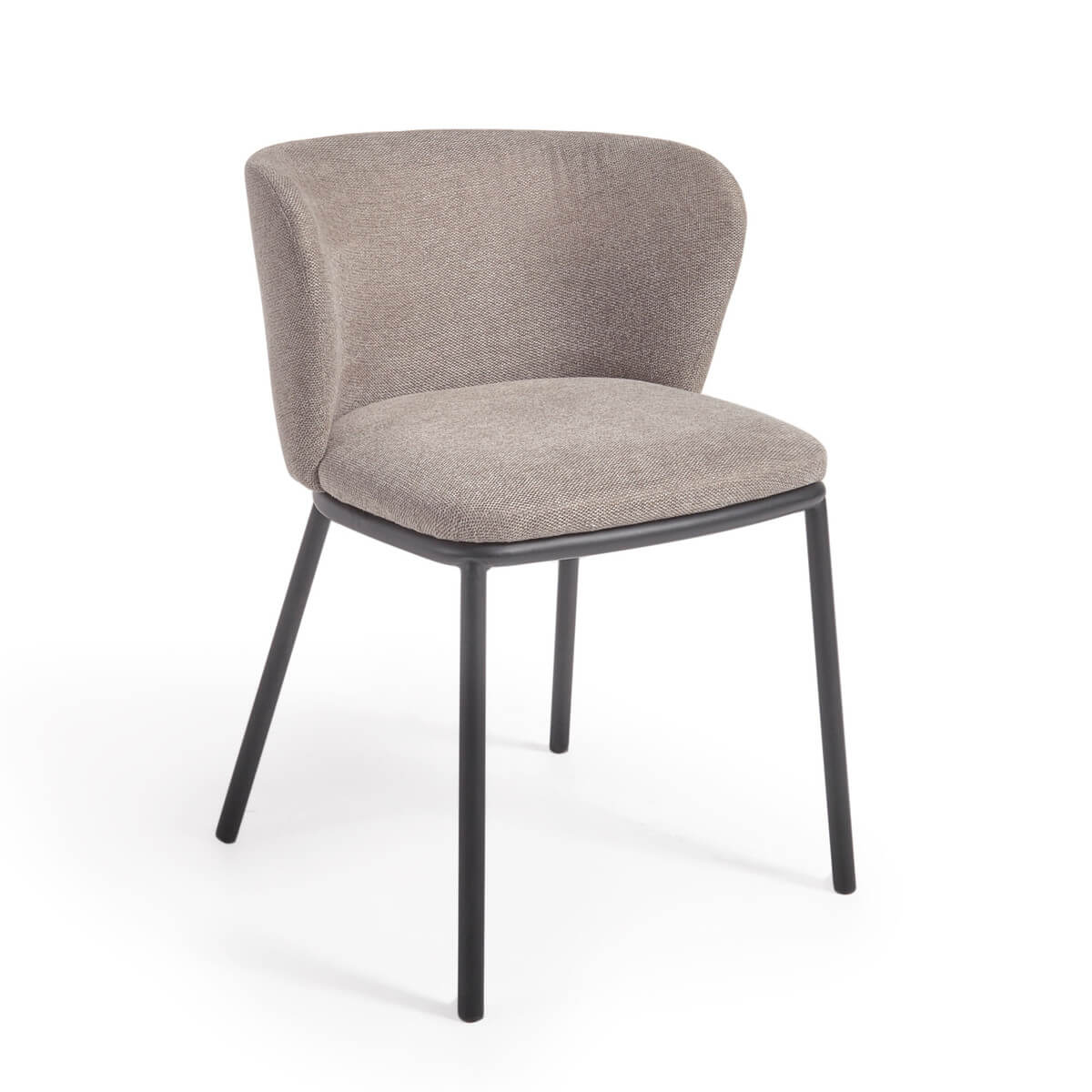 Modern Cappuccino Chenille Dining Chair with High Density Foam and Curved Back for Dining Room