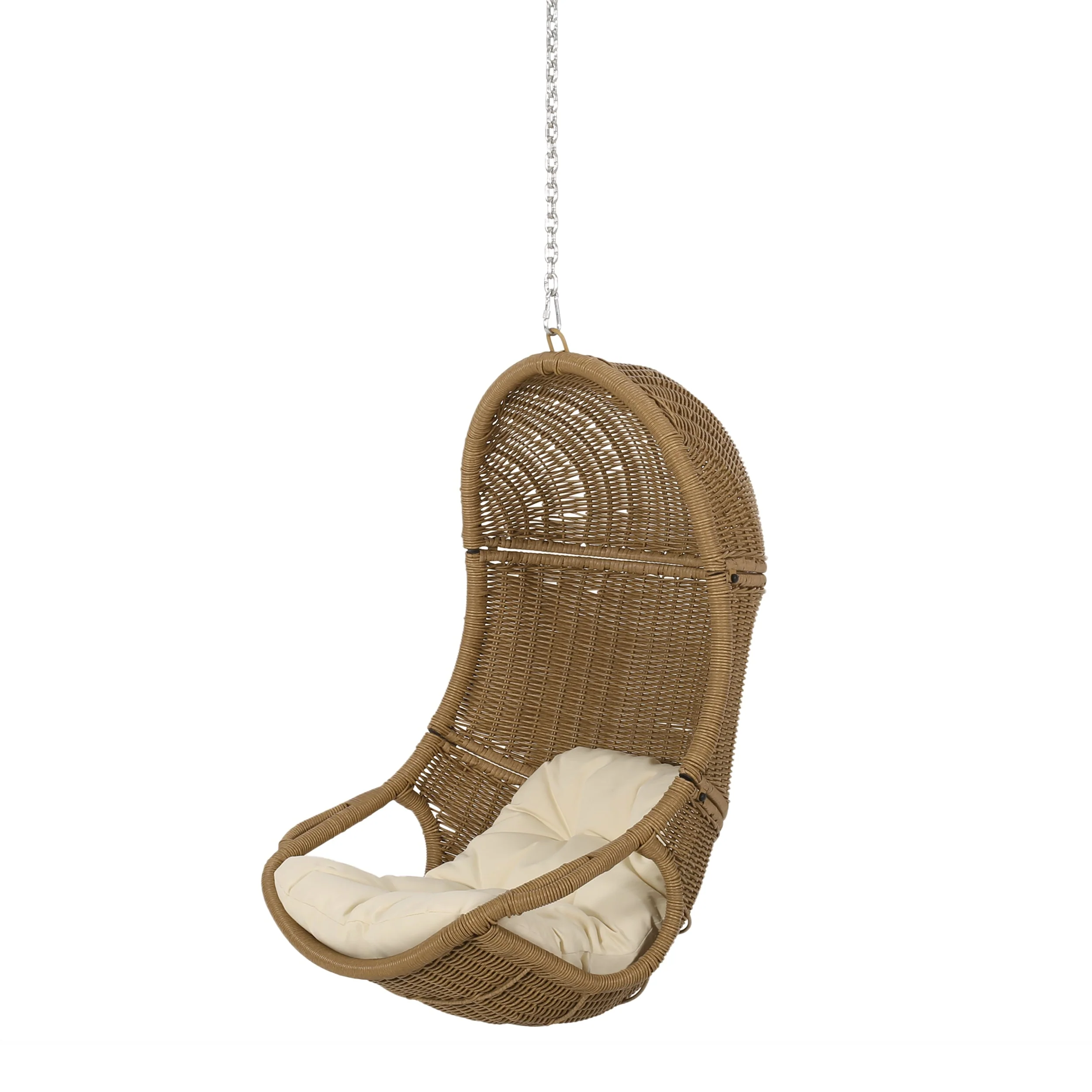 Outdoor/Indoor Wicker Hanging Swing Chair with 8-Foot Chain