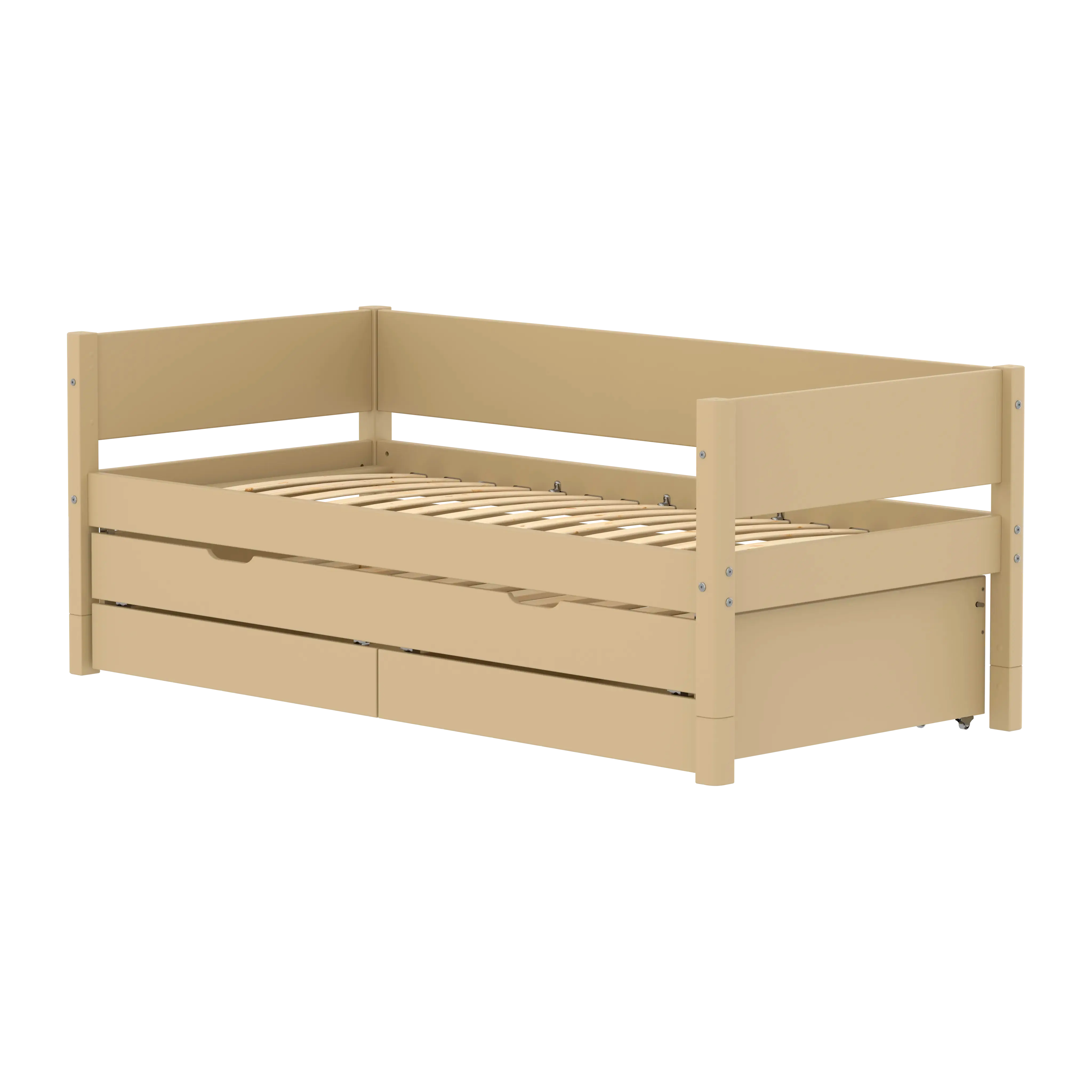 Single Bed with Pull-out Bed and Storage, 90x200 cm, Sand