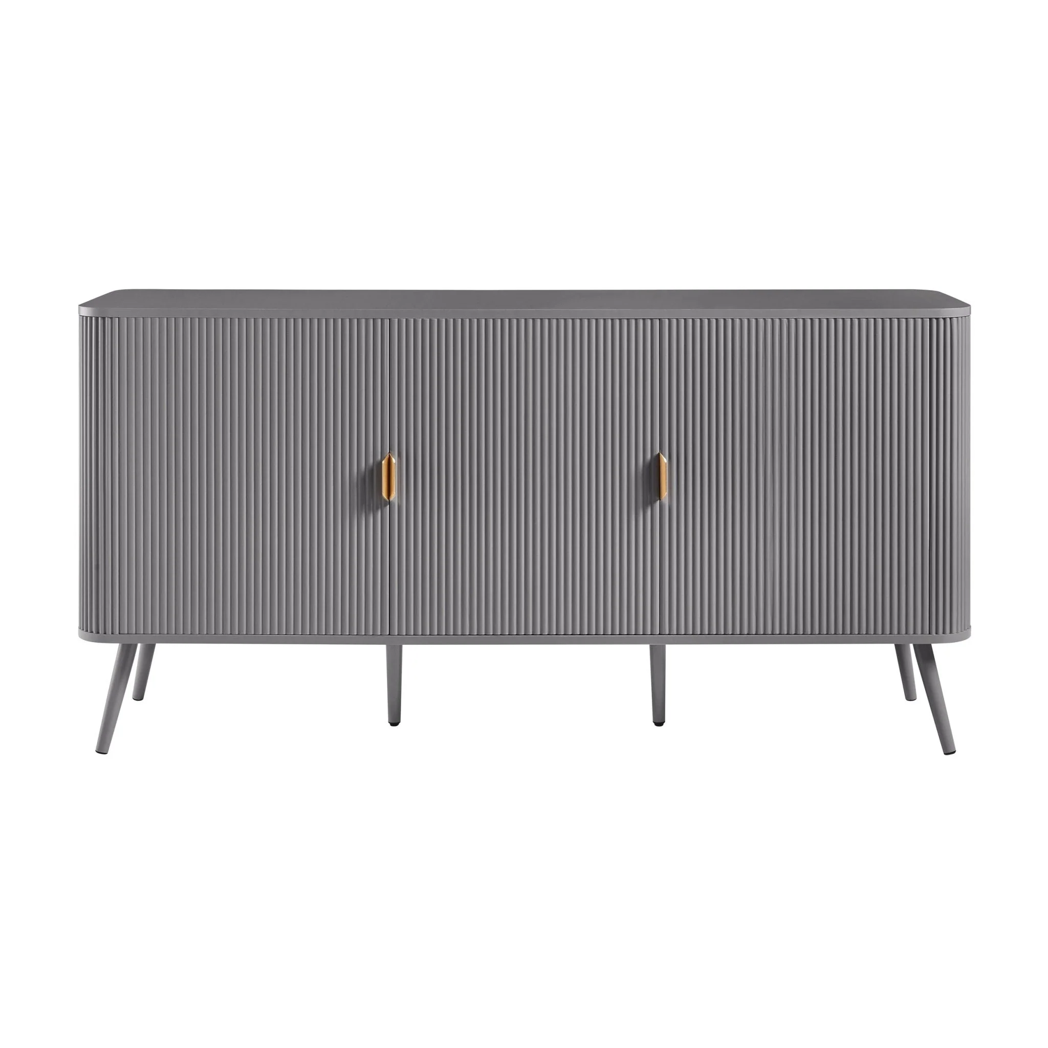 Contemporary Light Grey Wood Effect Sideboard with 3 Doors for Living Room