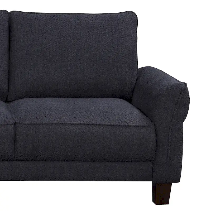 Belle Black Sherpa Sectional Sofa with Left-facing Chaise - 96W x 59D x 34.5H