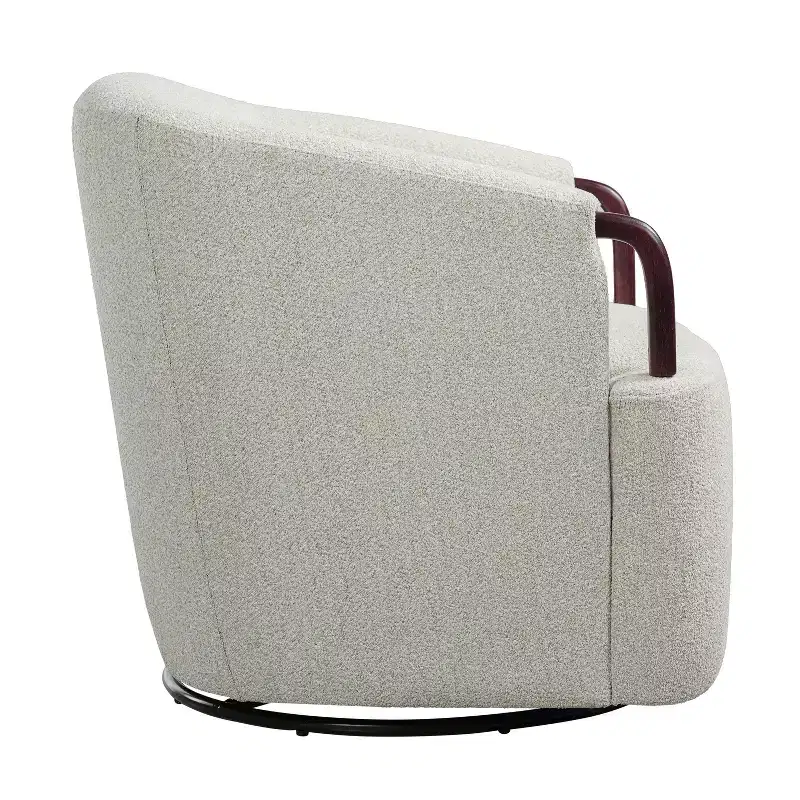 360Swivel Barrel Chair Accent Chair Upholstered Armchair Ergonomic Reading Chair Comfy Vanity Chair with Curved Backrest