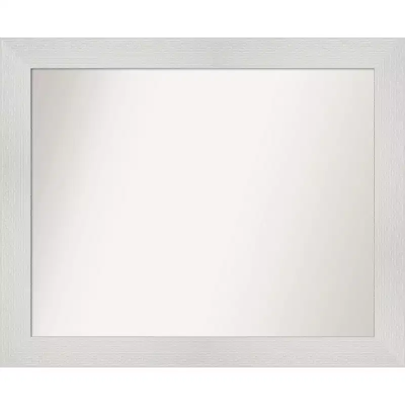 33" x 27" Non-Beveled Mosaic White Wall Mirror - Amanti Art: Modern Rectangle, Includes Mounting Hardware
