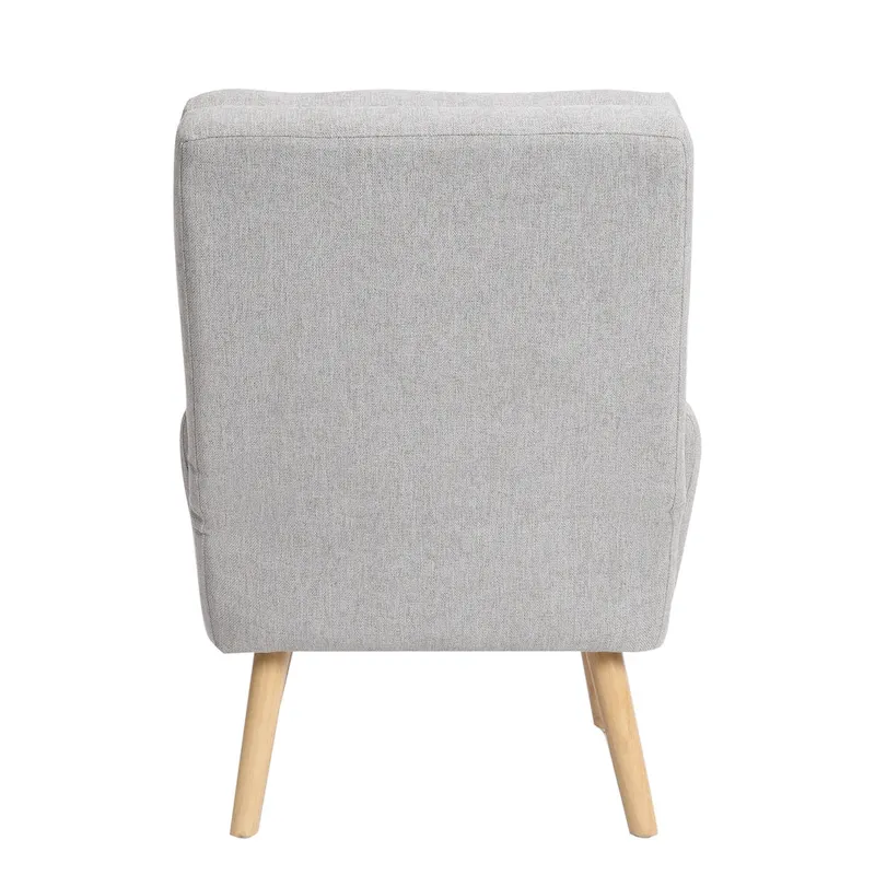 Accent Chair with Ottoman Set, Fabric Armchair with Wood Legs and Adjustable Backrest , Mid Century Modern Comfy Lounge Chair