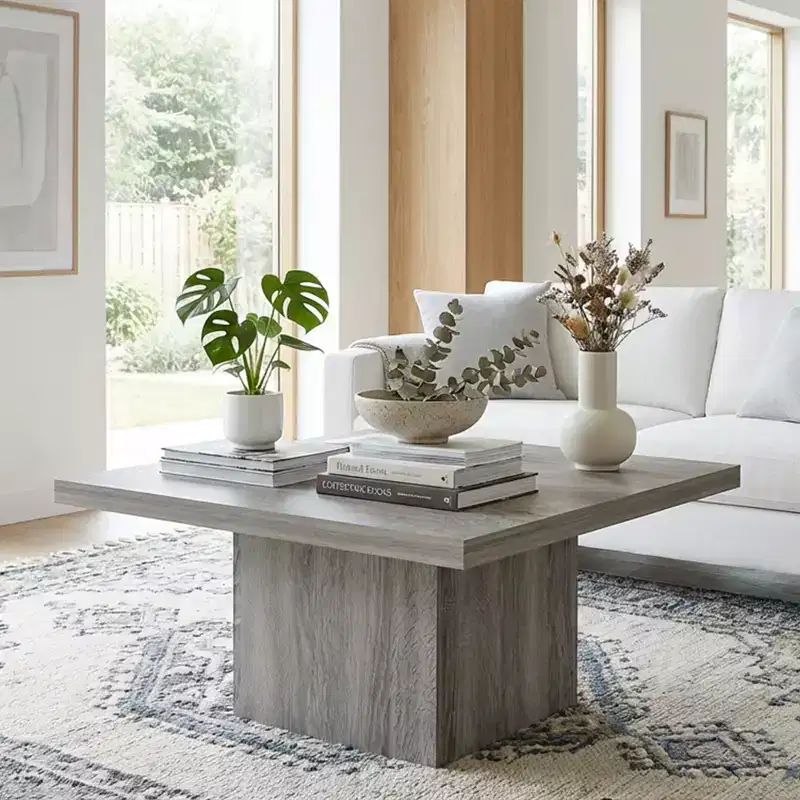 Square Coffee Table, Center Table with 1.6 Thick Tabletop, 31.5x31.5