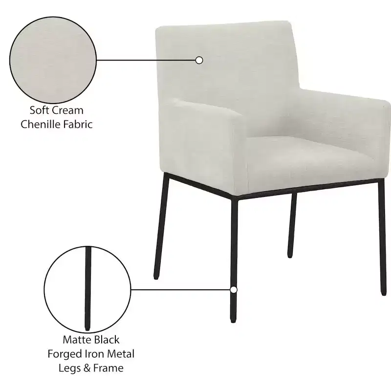 Meridian Furniture,Reeves Chenille Fabric Dining Chair, Set of 2