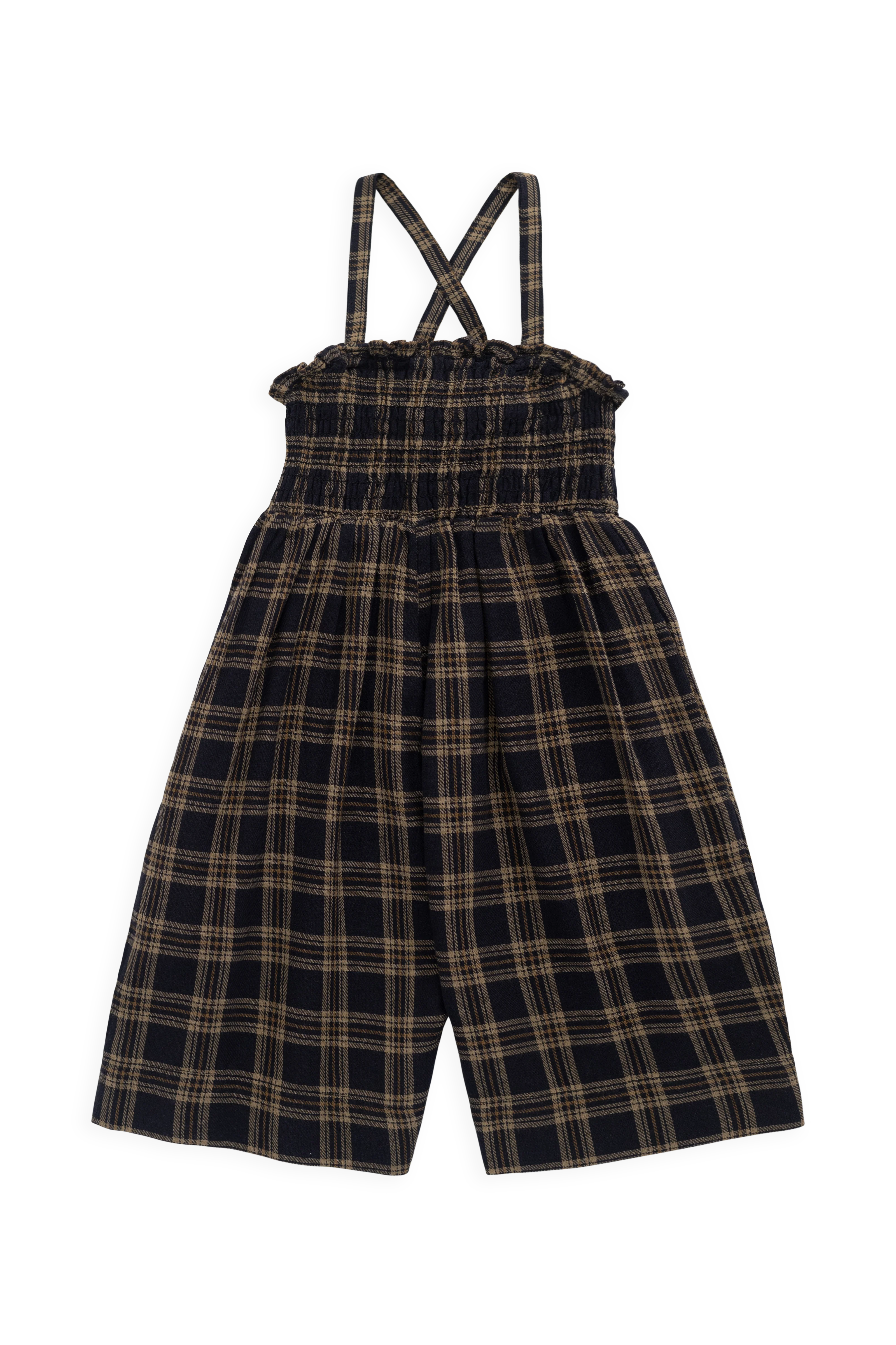 Classic Earthy Woodland Check Organic Cotton Sleeveless Jumpsuit with Relaxed Fit & Delicate Straps for Girls 6M–10Y