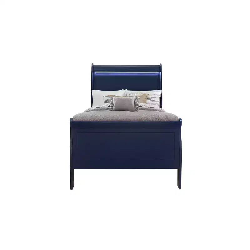 HomeStock 17.5 in.H Twin Size Blue with Beds with Headboards made of Plastic Bed Frame