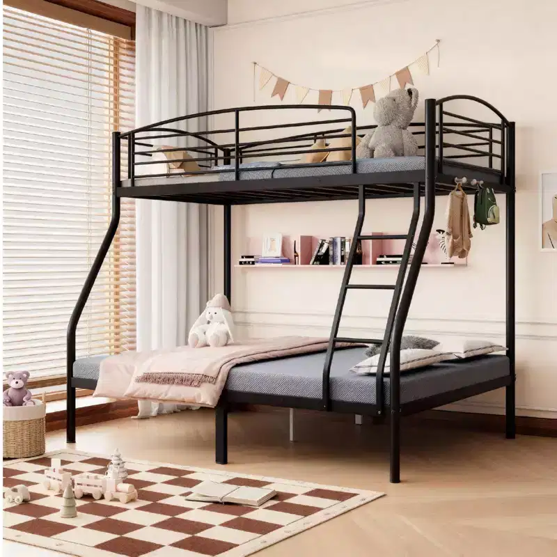 Twin Over Full Bunk Bed,Metal Bunk Beds with Ladder and Guardrail,Heavy Duty,Smooth Rounded Edges,Space Saving Design,Ideal for Dorms and Small Rooms