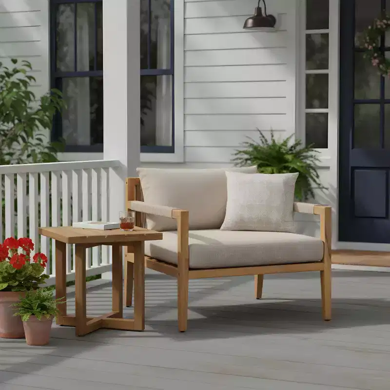 Christopher Knight Home Asha Modern Patio Acacia Wood Seating Set with Slatted Side Table