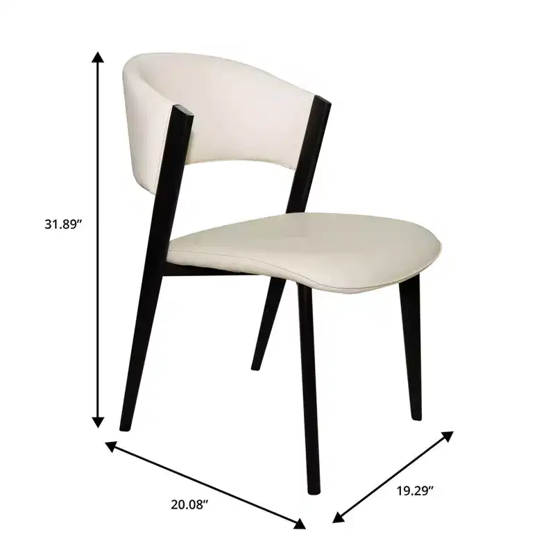 LeisureMod Aspen Series Upholstered Dining Chair in Leather Seats with Black Iron Frame and Legs, Modern Kitchen, Dining Room, Cafe Seating