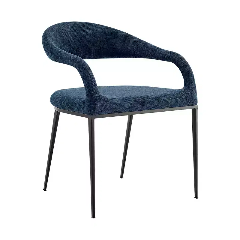 Set of 2 Upholstered Iron & Fabric Dining Chairs with Arms, 250LBS, Low Back