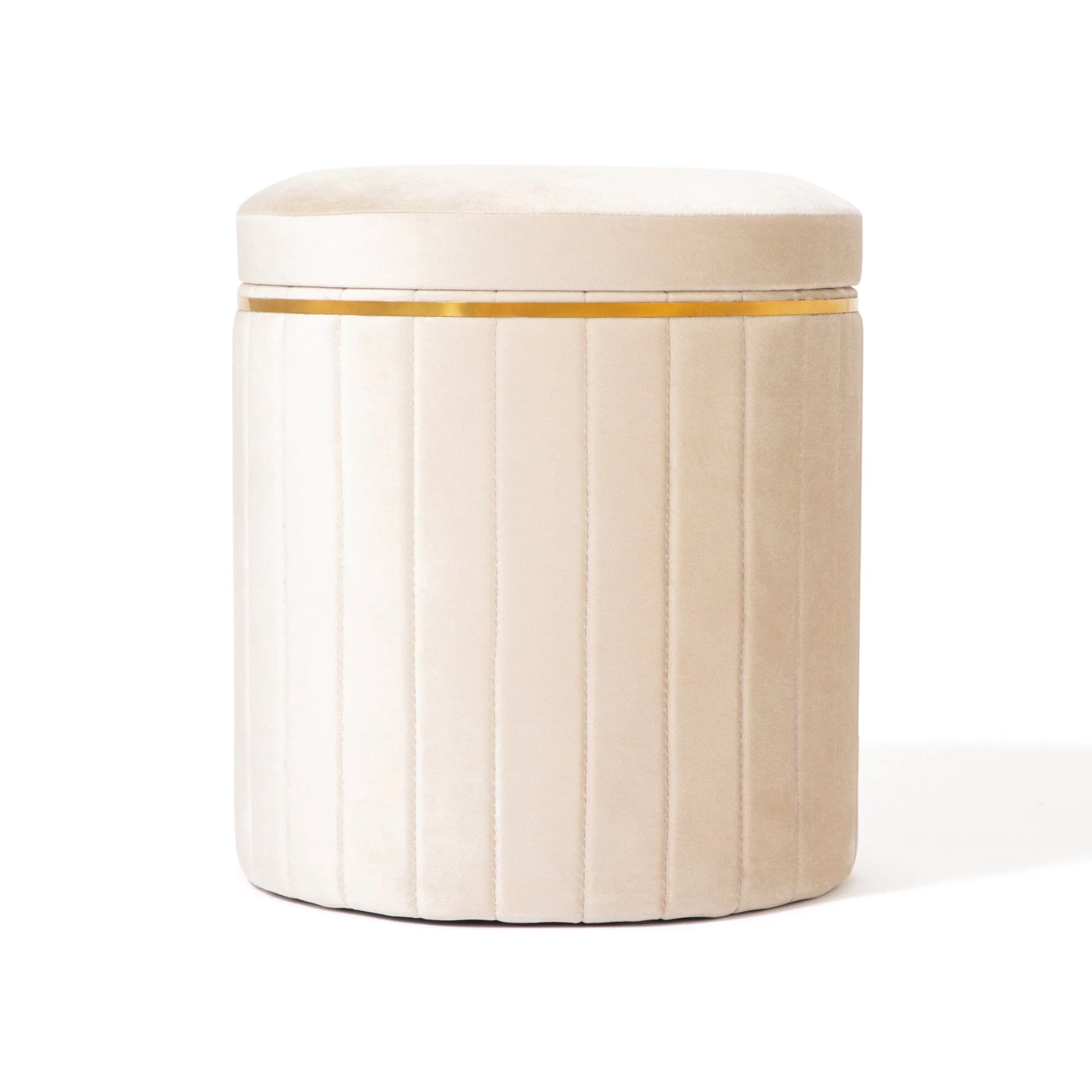 Ivory Upholstered Accent Stool
