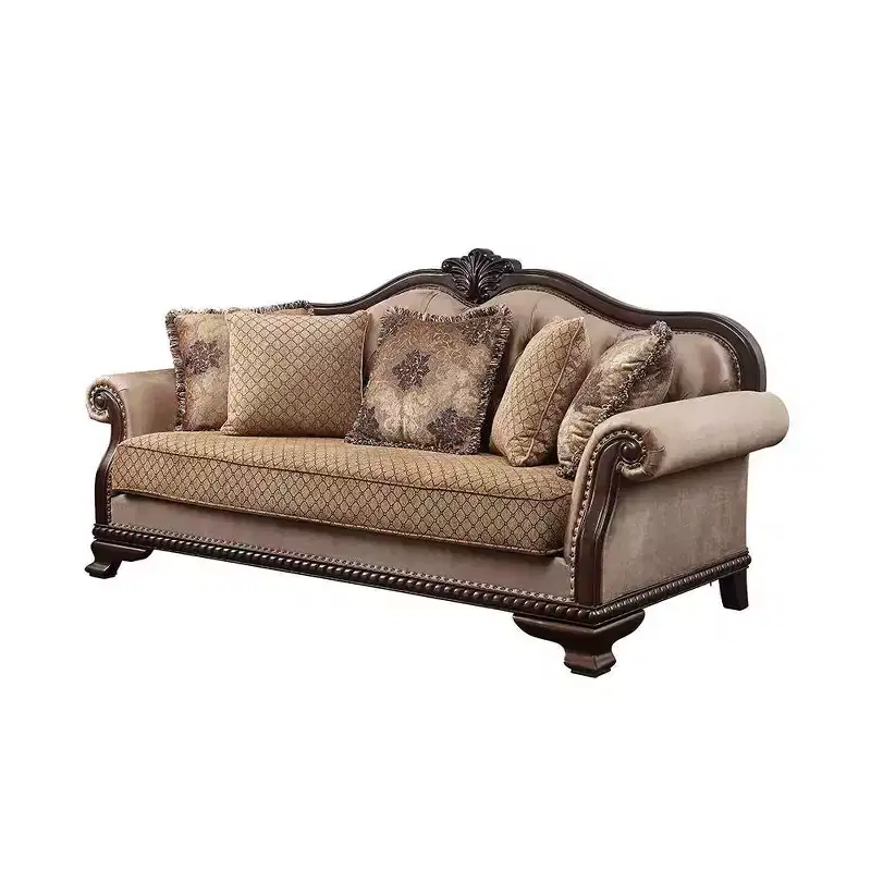 89" Sofa with Nailhead Trim &#Wood Carving