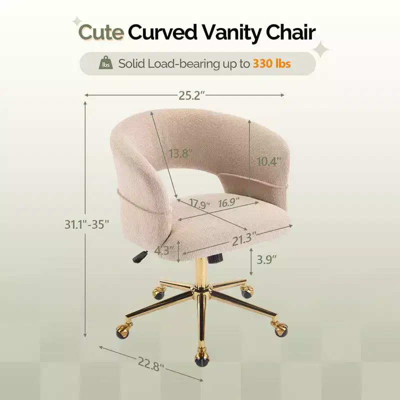 | 25.1 Inch Velvet Ring Backrest Swivel Office Chair