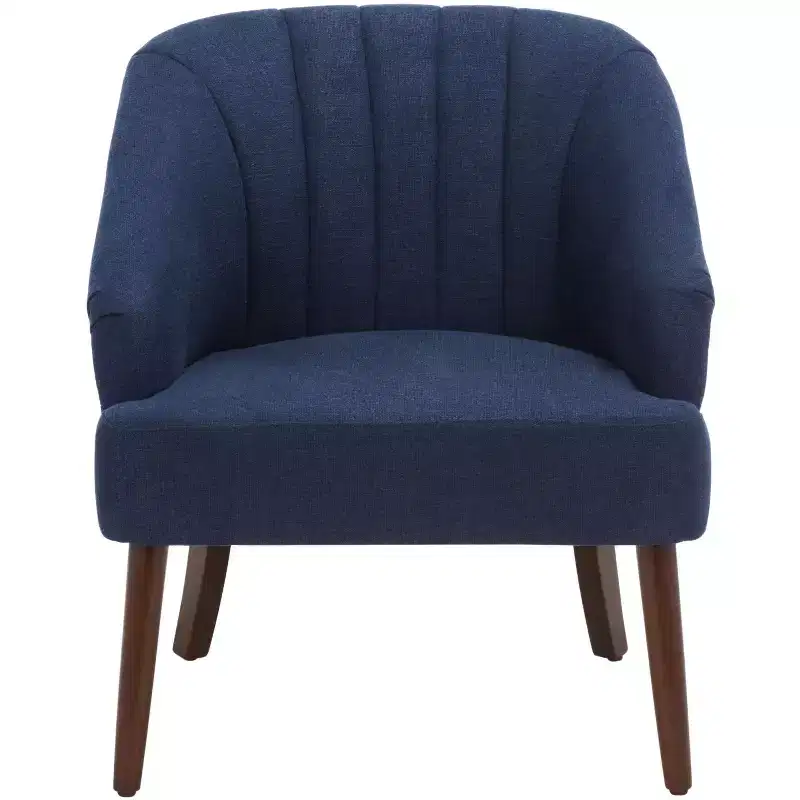 White Upholstered Accent Chair – Solid Wood Frame, 275 lbs Capacity