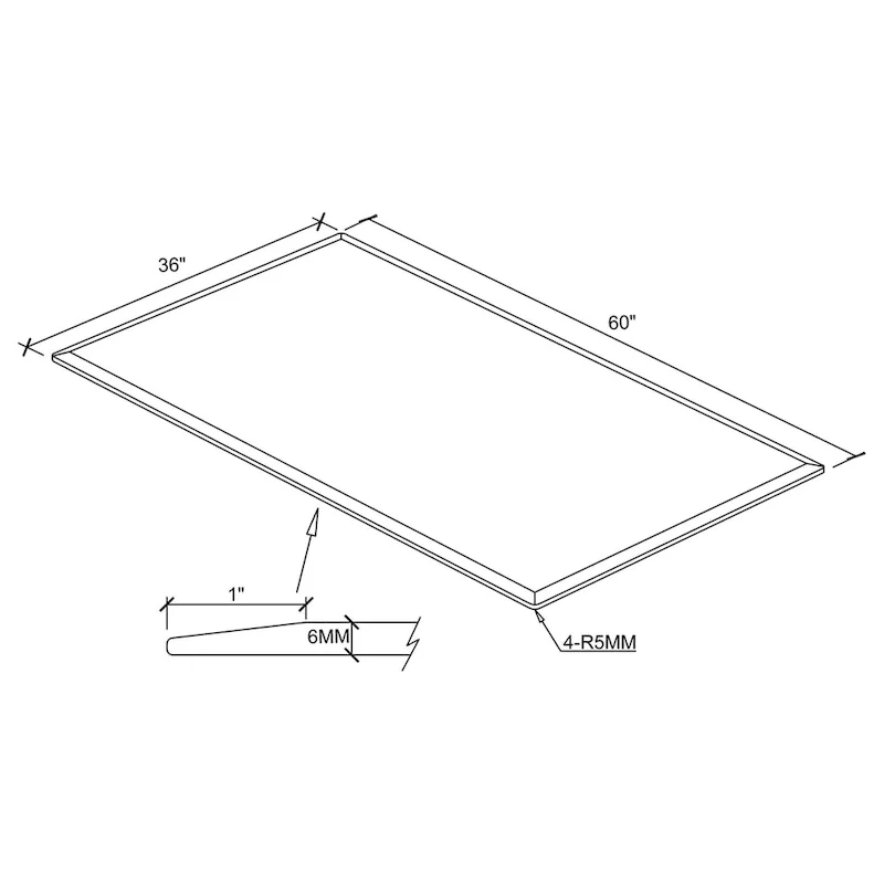 Rectangular Casual Clear Tempered Glass Top