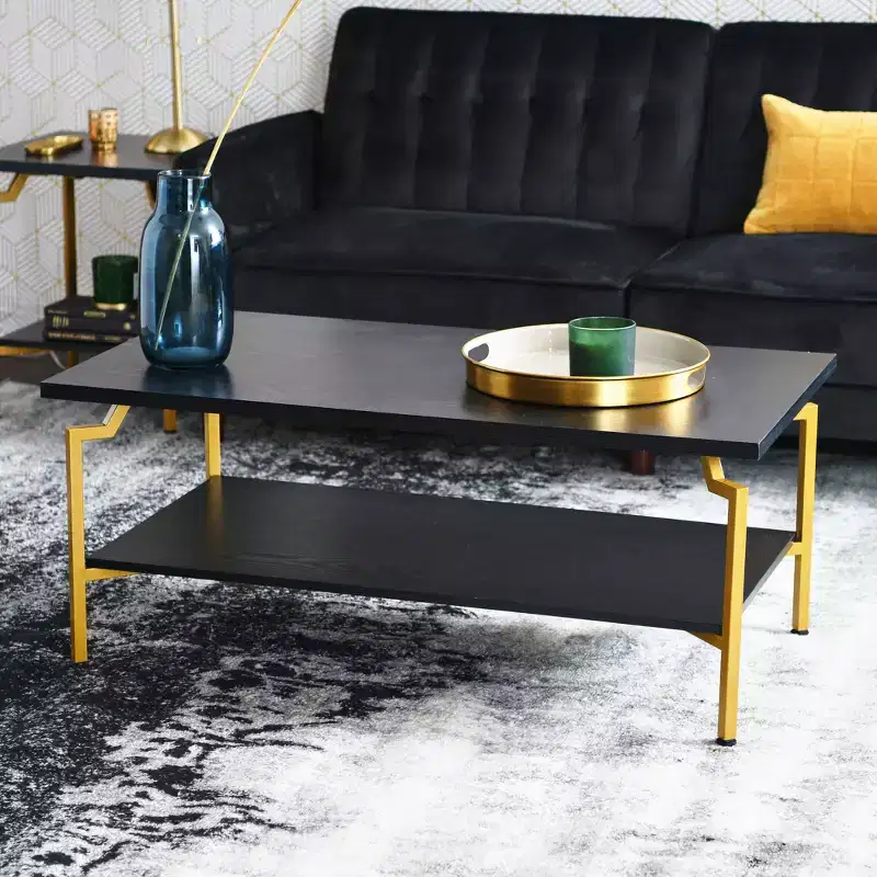 Rectangular Coffee Table with Storage Shelf