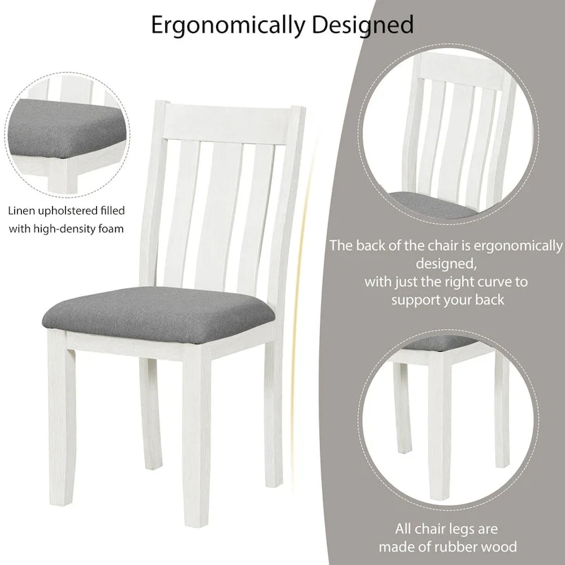 Nestfair Retro Style 7-Piece Dining Table Set with Extendable Table and 6 Upholstered Chairs