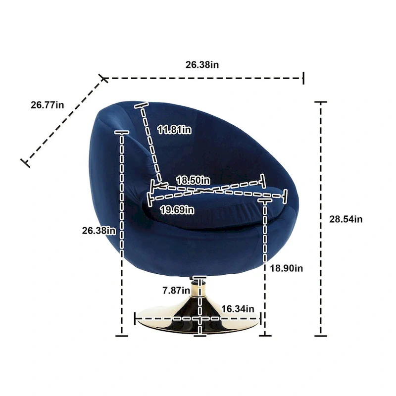 Velvet 360 Degree Swivel Left Cuddle Barrel Accent Chairs