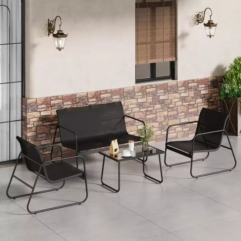TROPOW 4 Piece Patio Conversation Set, Outdoor Conversation Set