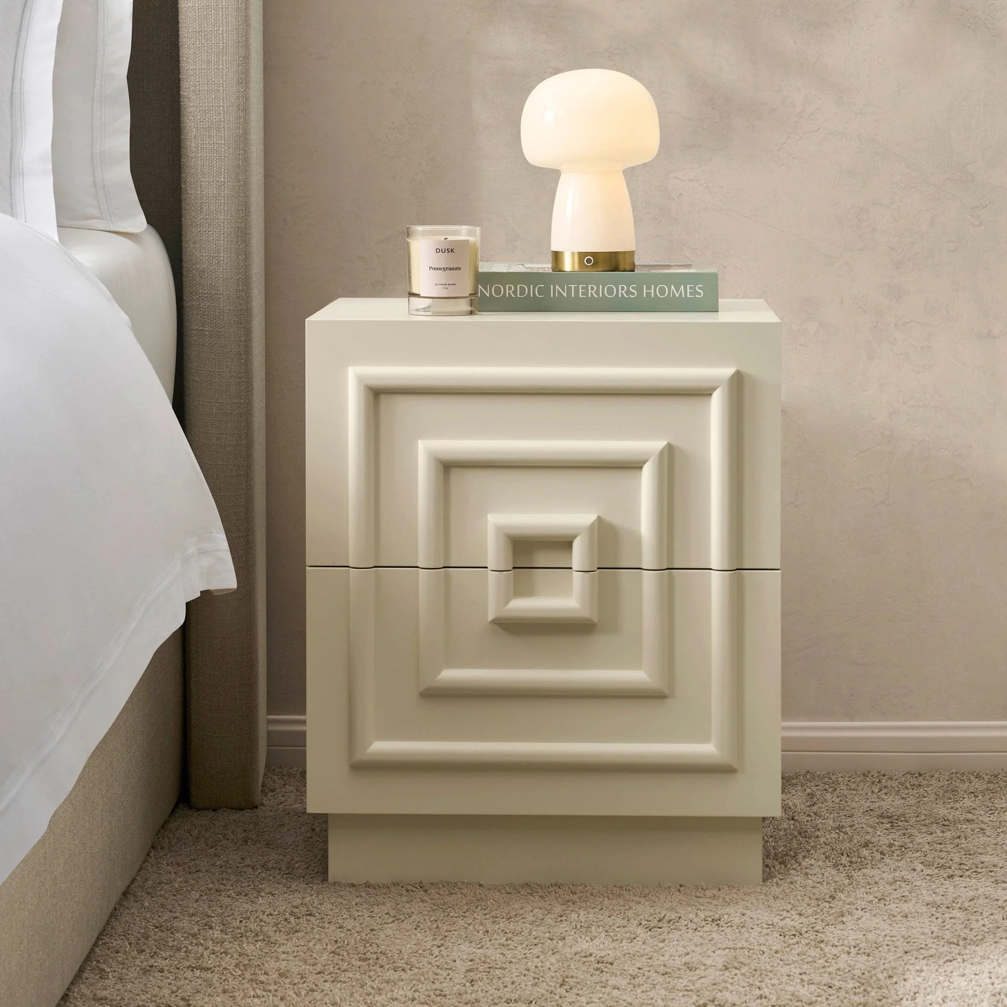 2 Drawer Bedside Table - Cream