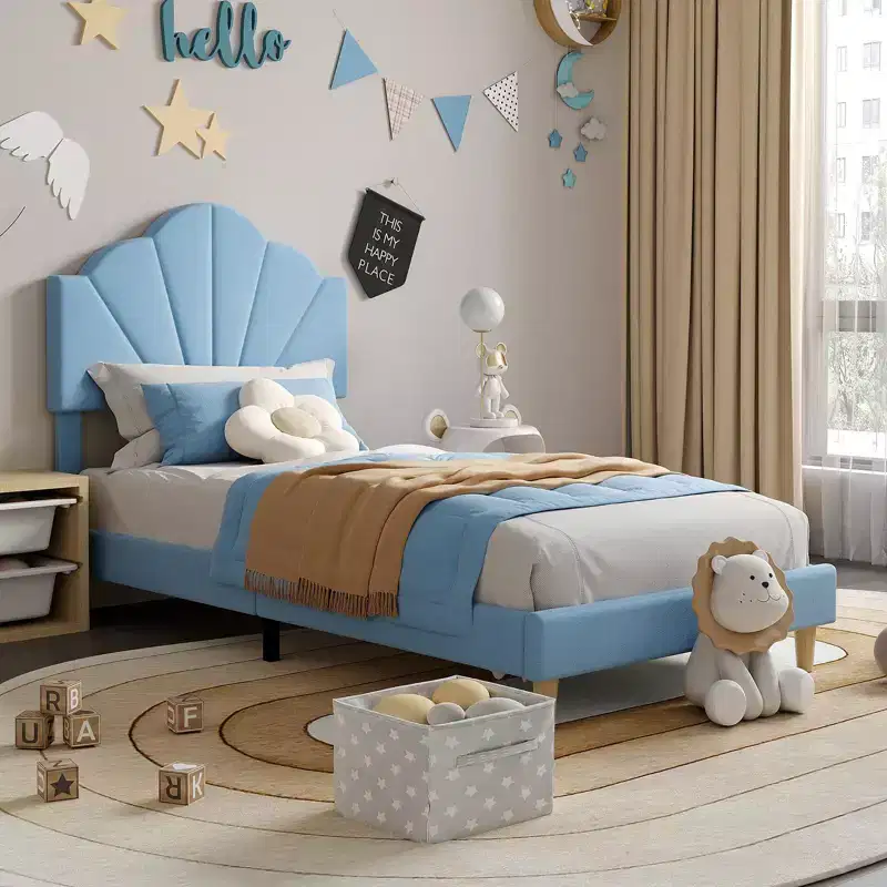 Twin XL Bed Frame, Velvet Upholstered Platform Bed Frame with Height Adjustable Headboard, Wood Slat Support, Easy to Assemble, No Box Spring Needed