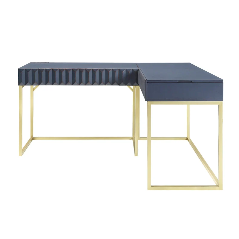 Bird Glam Metal Lift-top L-Shaped Computer Desk with USBs
