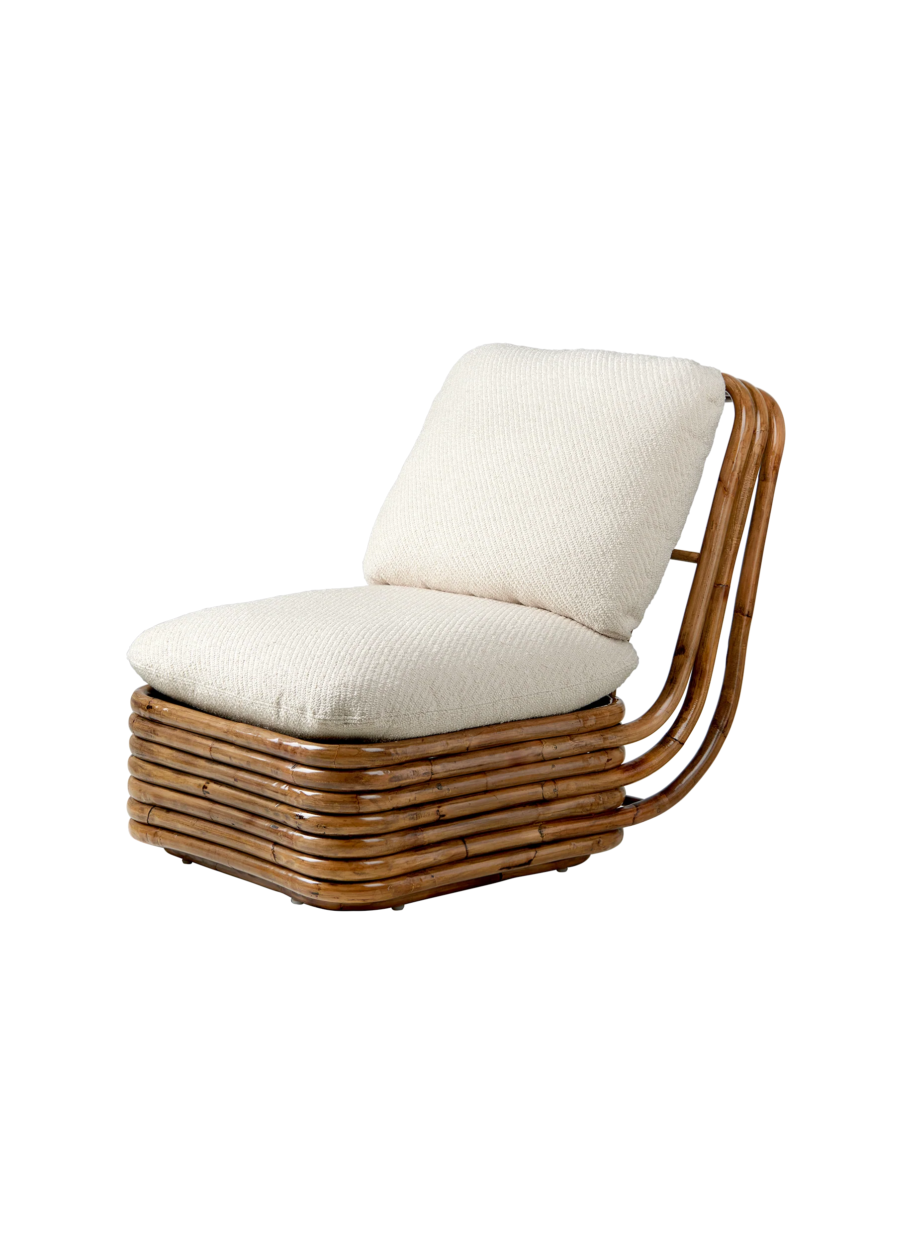Scandinavian Cream Upholstered Lounge Chair with Solid Wood Base for Living Room
