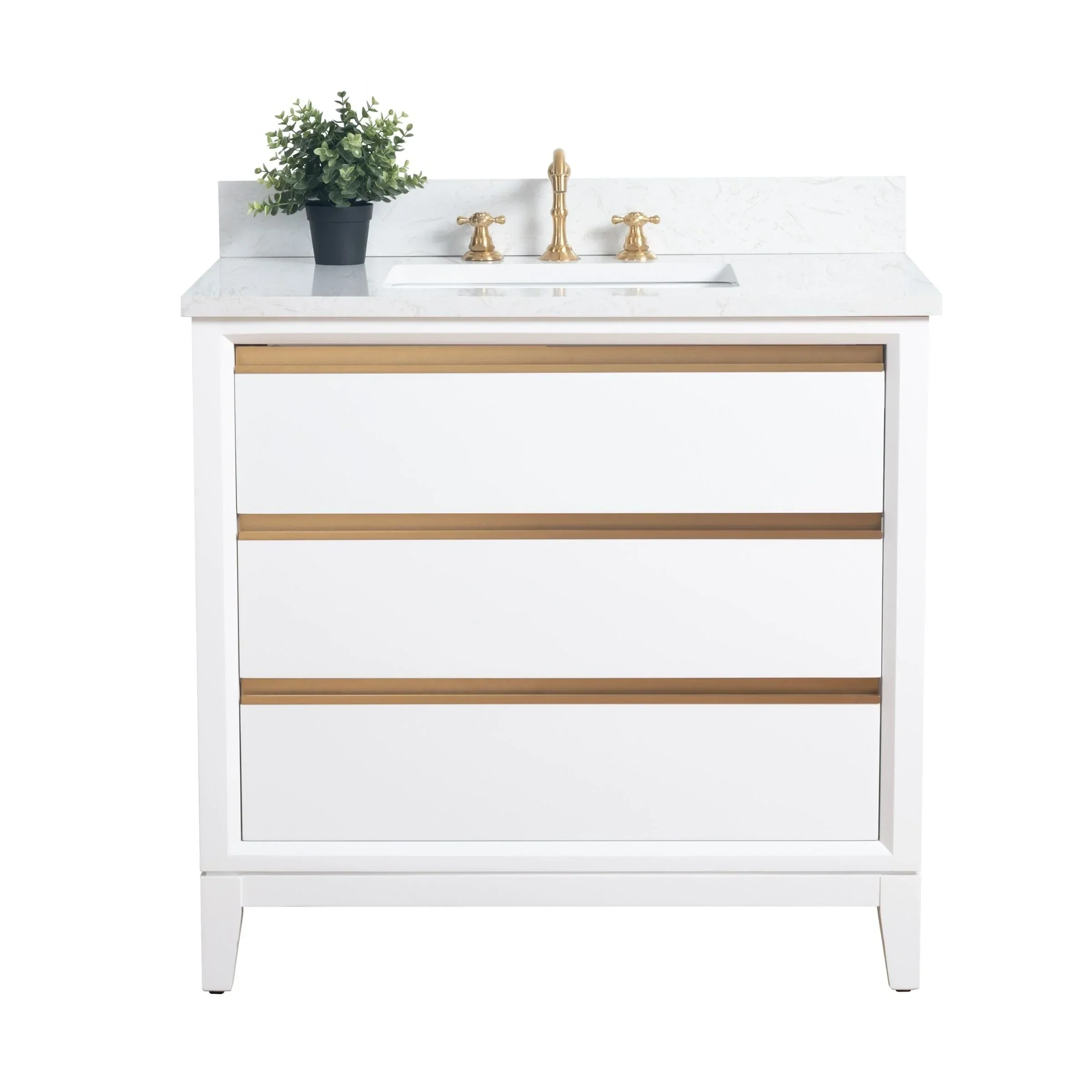 Vanity Art Bathroom Vanity with Ceramic Sink and Engineered Marble Top