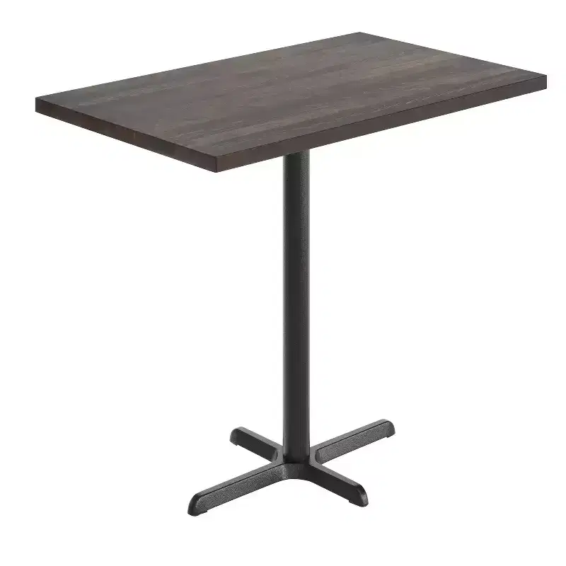 Rectangular Solid Wood Commercial Indoor Tabletop with 23.5 x 29.5 Bar Height Rust-Resistant Cast Iron X-Base