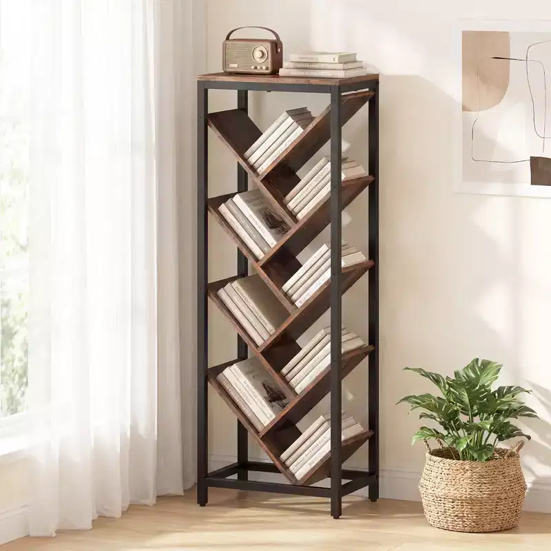 Metal & Wood 9-Tier Tree-Shape Bookshelf, 15
