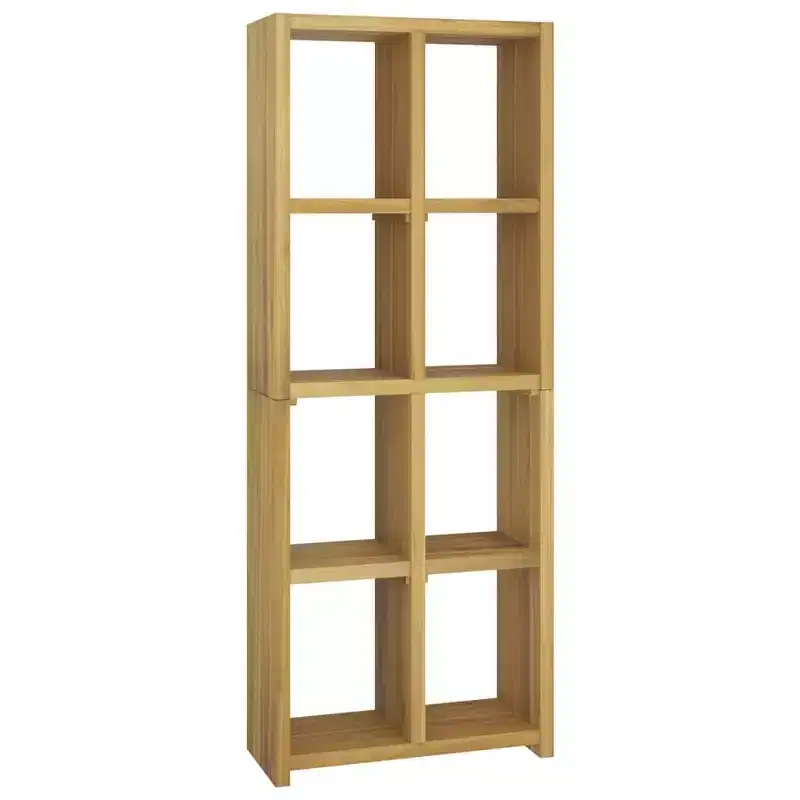 Solid Teak Wood Book Cabinet with Natural Finish - Multifunctional Bookshelf and TV Stand