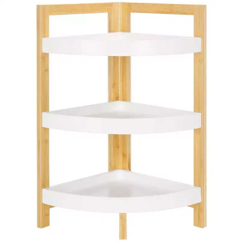 Adler 3 Tier Corner Shelf - STG1914 - White/Natural - Safavieh