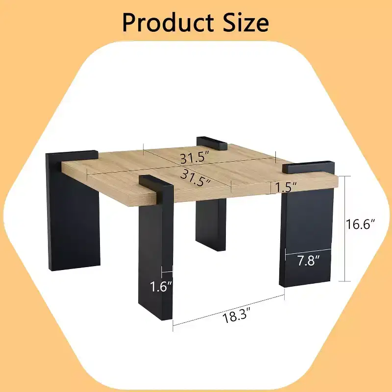 Wooden Coffee Table with Light Wood Grain Texture, Modern Side Table for Balcony Bedroom Living Room Home Office