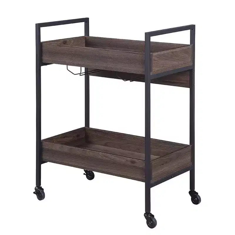 Acme Furniture Jerrick Bar Serving Cart Walnut/Black Finish