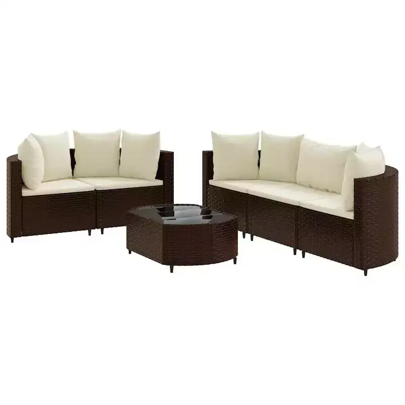 vidaXL Patio Sofa Set with Cushions Lounge Setting Outdoor 9 Piece Poly Rattan