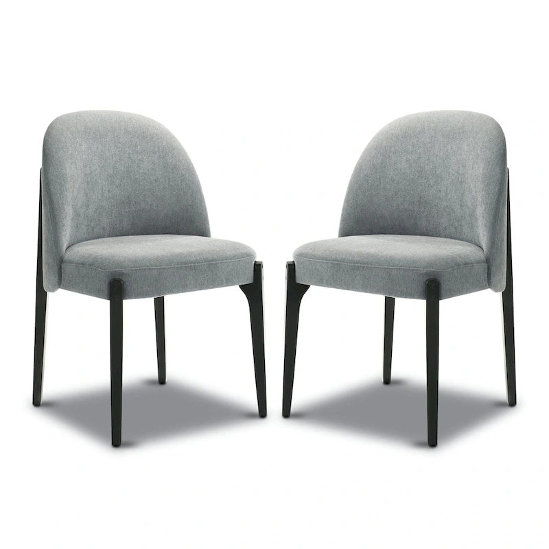 Poly & Bark Pietta Dining Chair (Set of 2) - Durable Fabric with Solid Wood Legs