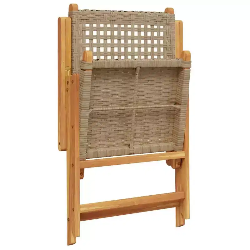 vidaXL Garden Chair Set of 2 Beige Solid Acacia wood, Poly Rattan