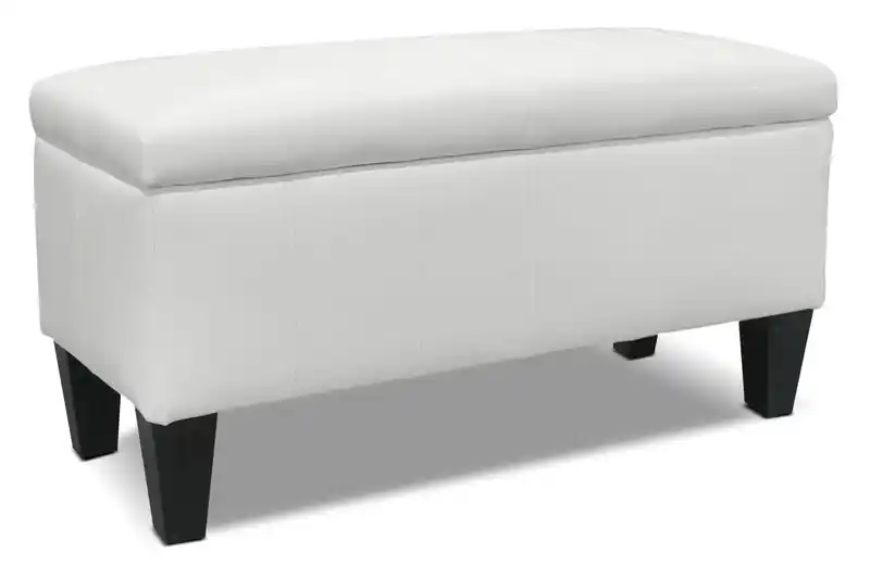 40 Storage Ottoman - White Faux Leather