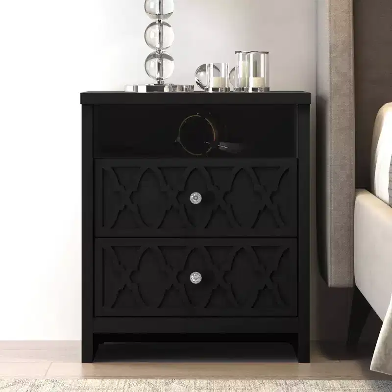 Galano 2-Drawer Nightstand with Open Shelf 22.8 W  15.7 D  26.8 H