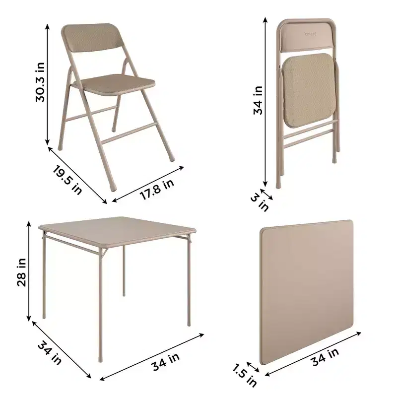 COSCO 5-Piece Folding Fabric Dining Set & 34 Vinyl Card Table